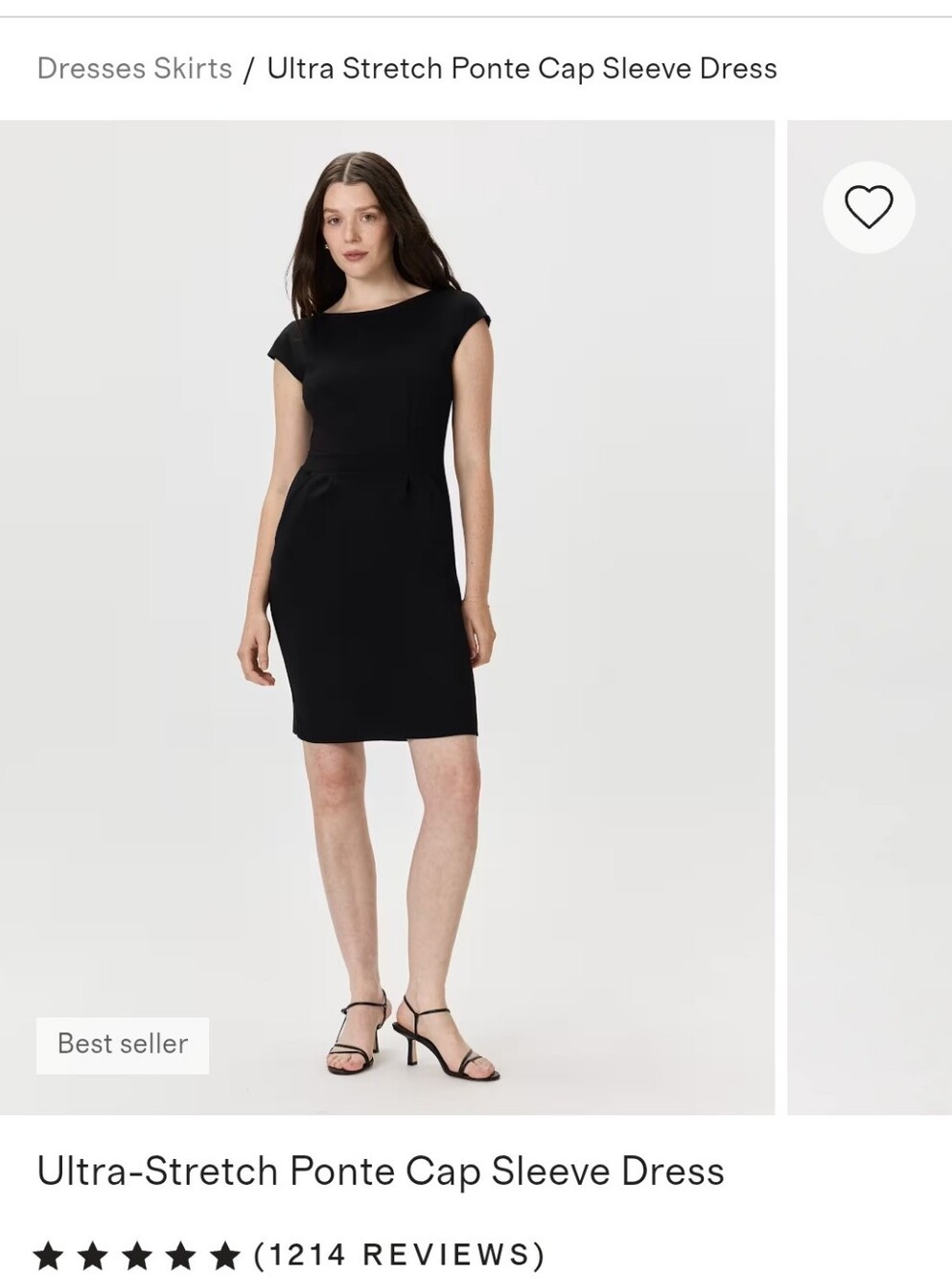 Quince Black Cap-Sleeve Ponte Sheath Dress